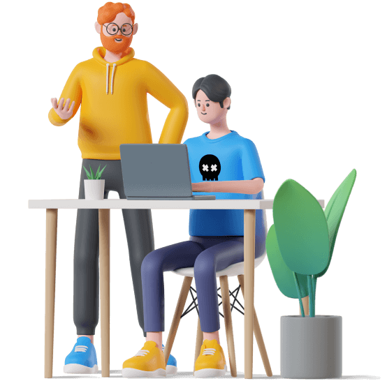 Software development team collaborating